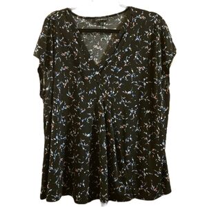 Lane Bryant Black Floral Blouse